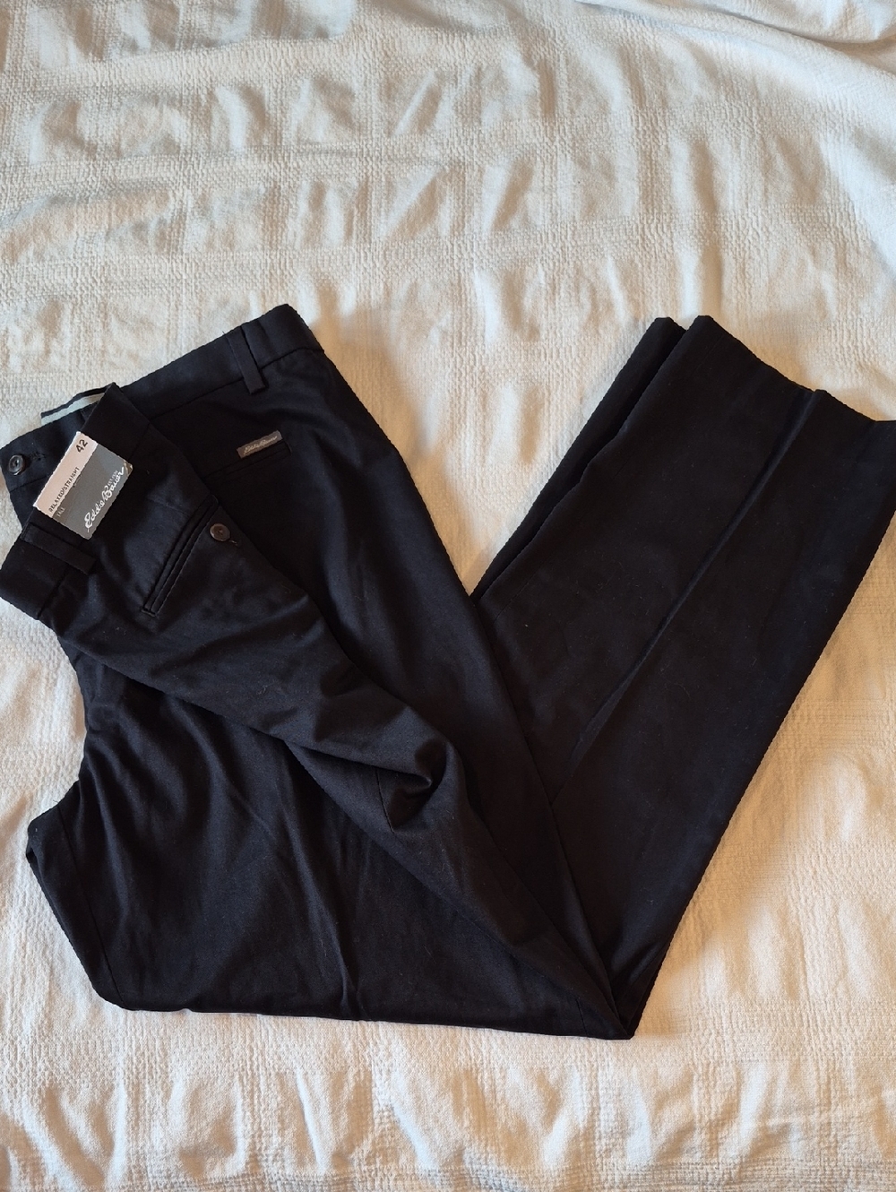 Eddie Bauer men's 42 x 33 1/2" Tall black flex waist chino pants NWT
